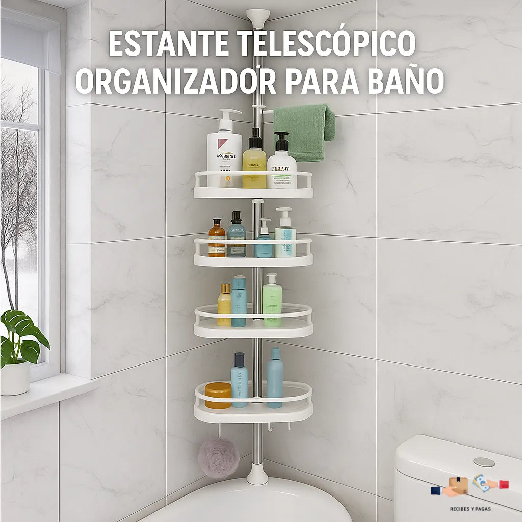Estante telescópico ClariBath organizador para baño, se ajusta a la ducha.