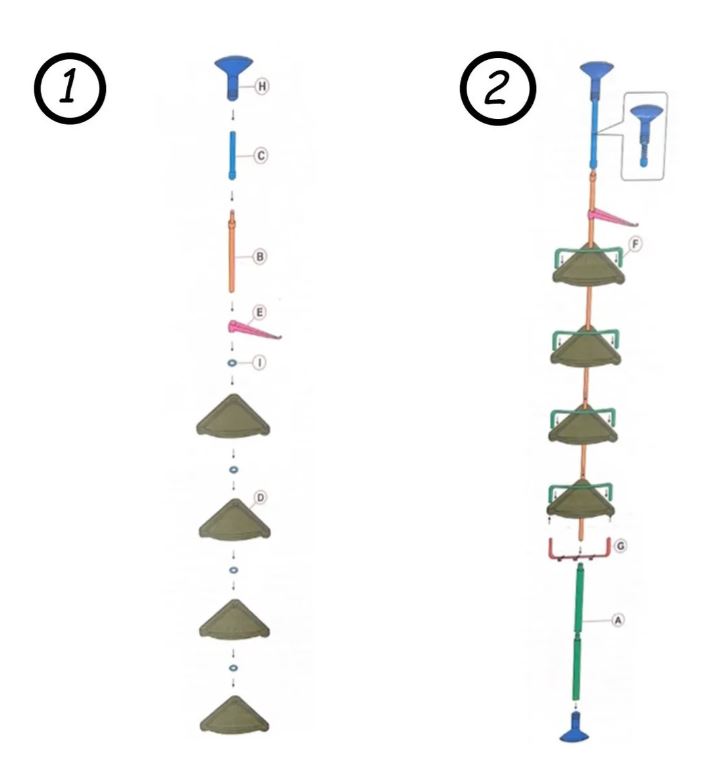 Estantería vertical telescópica ClariBath para baño, optimiza el espacio de la esquina.