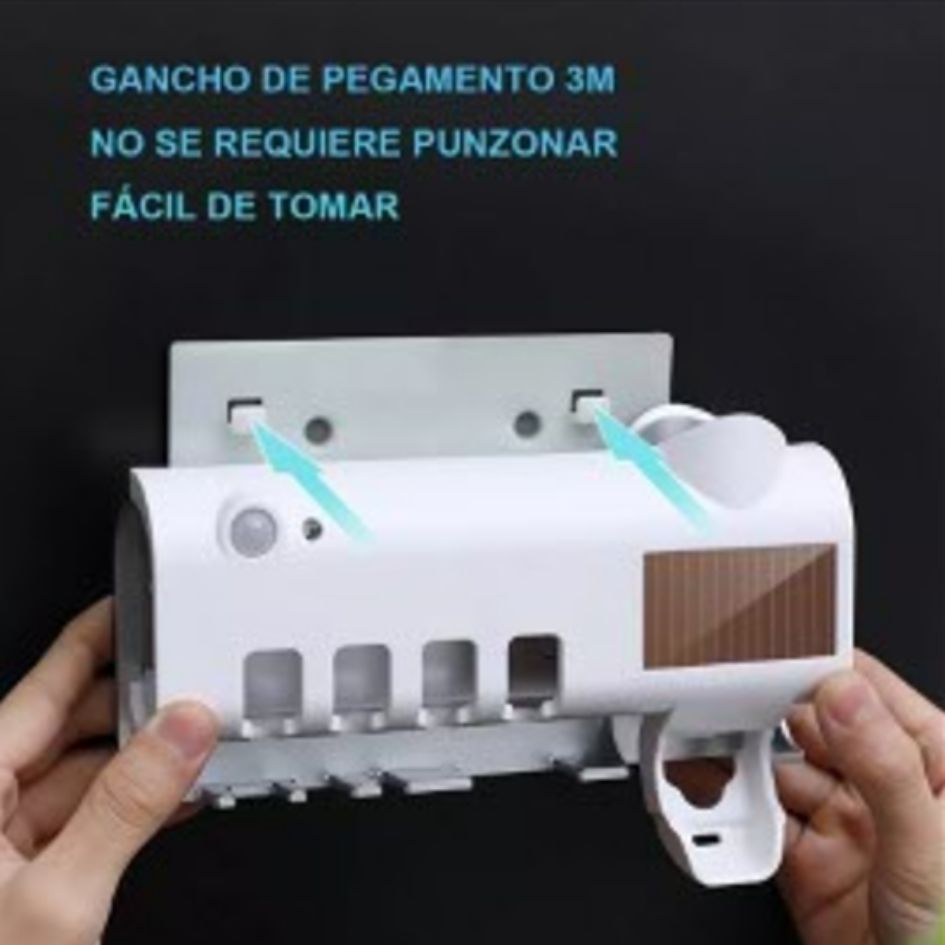 Esterilizador UVDent que guarda los cepillos dentales y usa luz ultravioleta.
