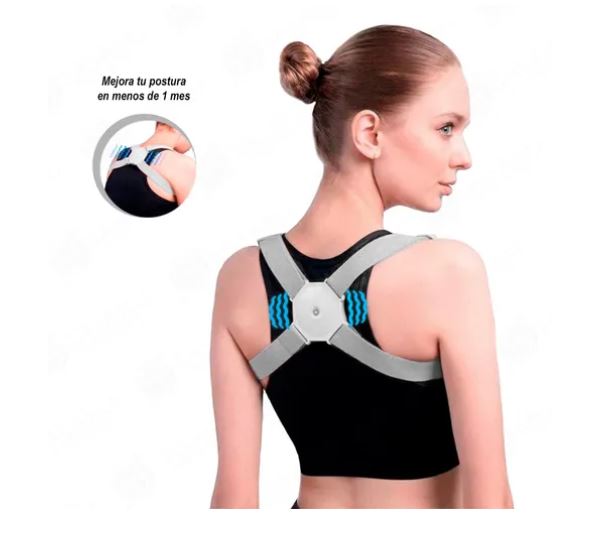 Faja postural smart vibratoria para la espalda, ideal para uso en casa o la oficina.