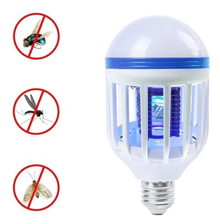 Lámpara Foco LED Antimosquitos 2 en 1 con Luz Ultravioleta y Eléctrica