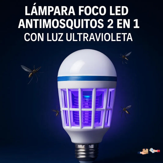 Foco LED antimosquitos 2 en 1: iluminación y sistema eléctrico atrayente (UV).