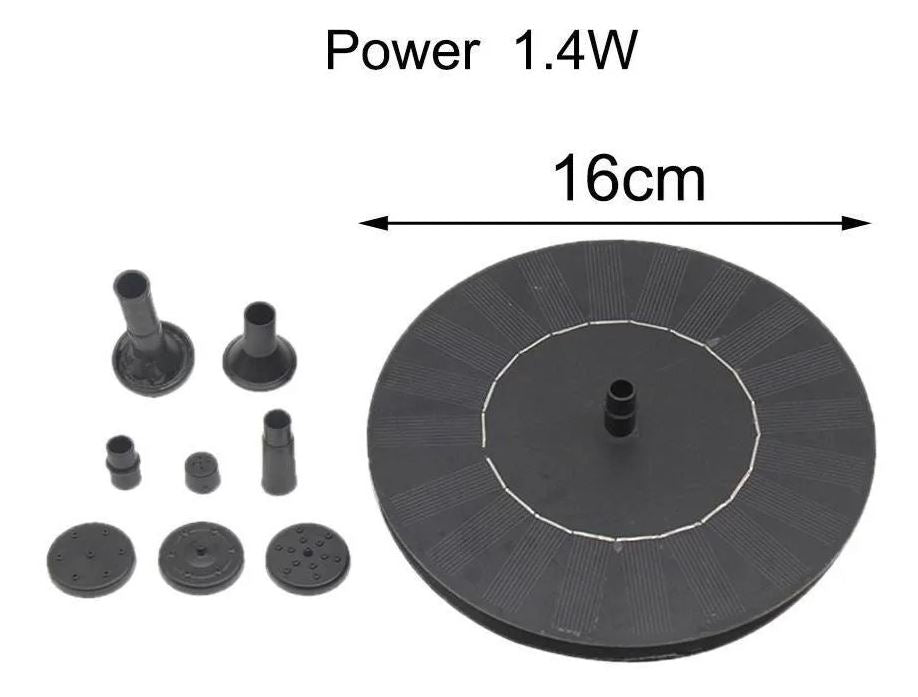 Fuente de agua solar 1.5W, 6 boquillas, fácil de limpiar y mantener.