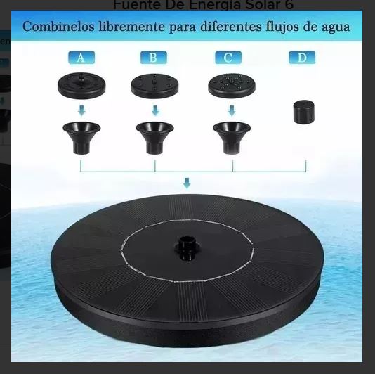 Fuente solar para jardín 1.5W, 6 boquillas, ayuda a la aireación del estanque.