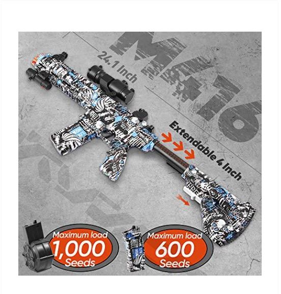 Gel Blaster M416 automático 400 RPM, largo alcance para niños.
