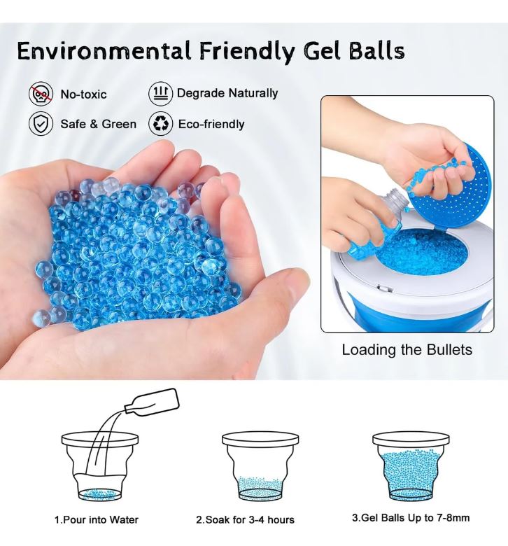 Blaster Hidrogel M416 – Dual Modo de Disparo y 40,000 Perlas de Agua para Juegos al Aire Libre