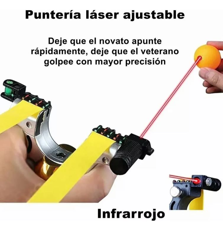 Resortera Profesional con Mira Láser – Precisión y Potencia para Caza y Competencias