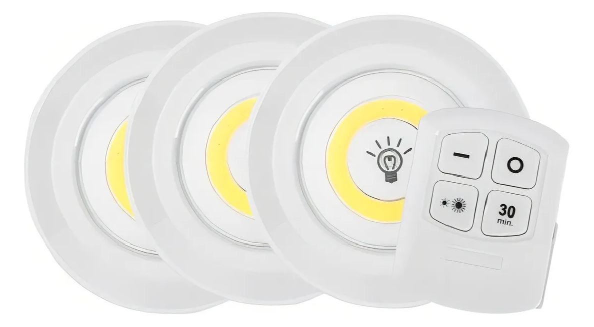 Pack de 3 LED Spots Ultrabrillantes con Control Remoto