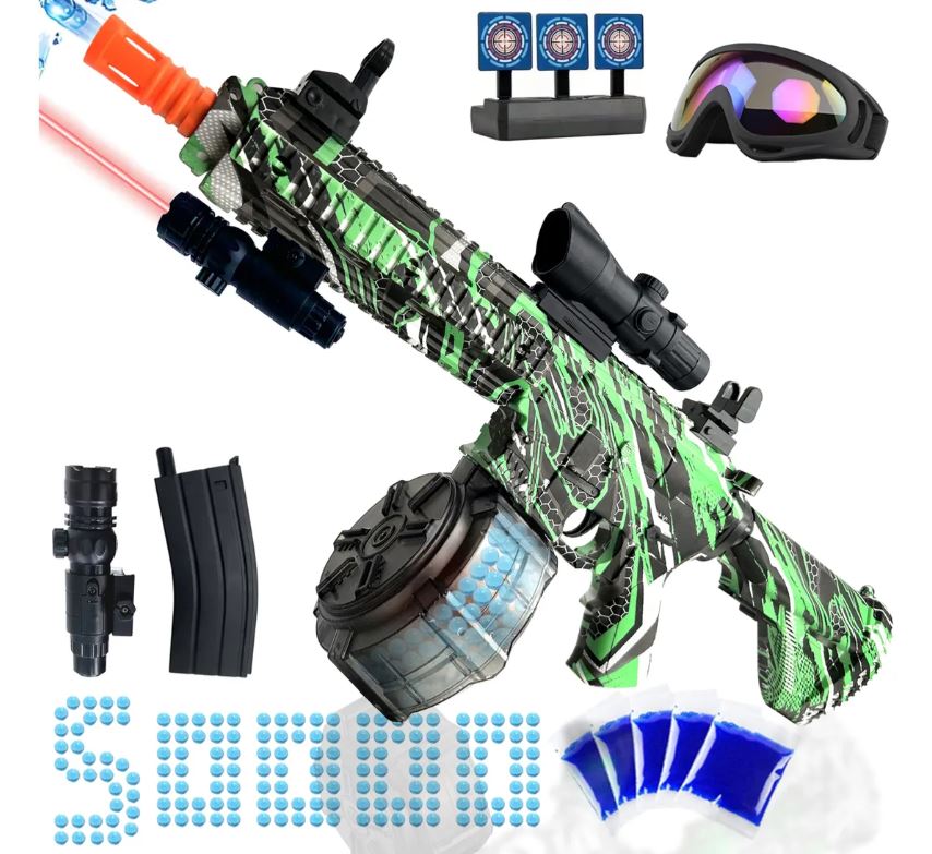 Blaster Hidrogel M416 – Dual Modo de Disparo y 40,000 Perlas de Agua para Juegos al Aire Libre