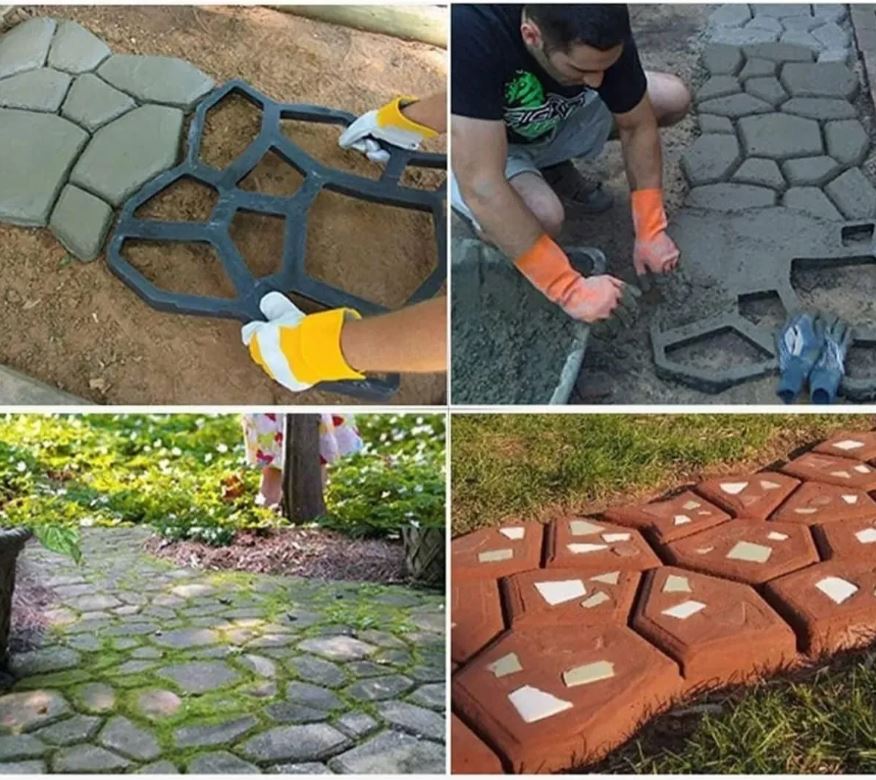 Herramienta de molde para caminos de jardín, imitación diseño de piedra laja.