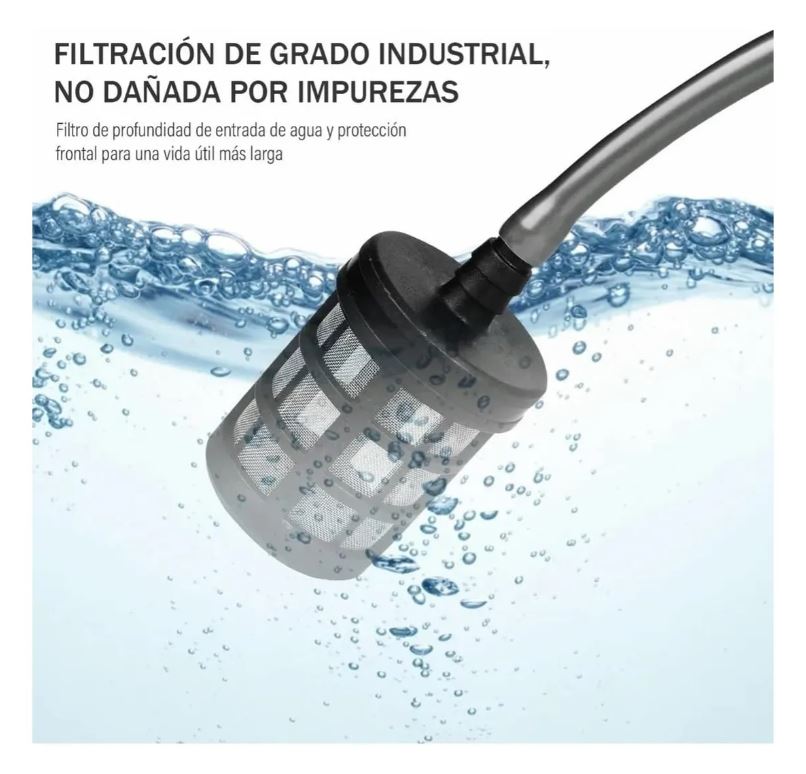 Hidrolavadora de batería 48V, portable, incluye manguera de succión y filtro.