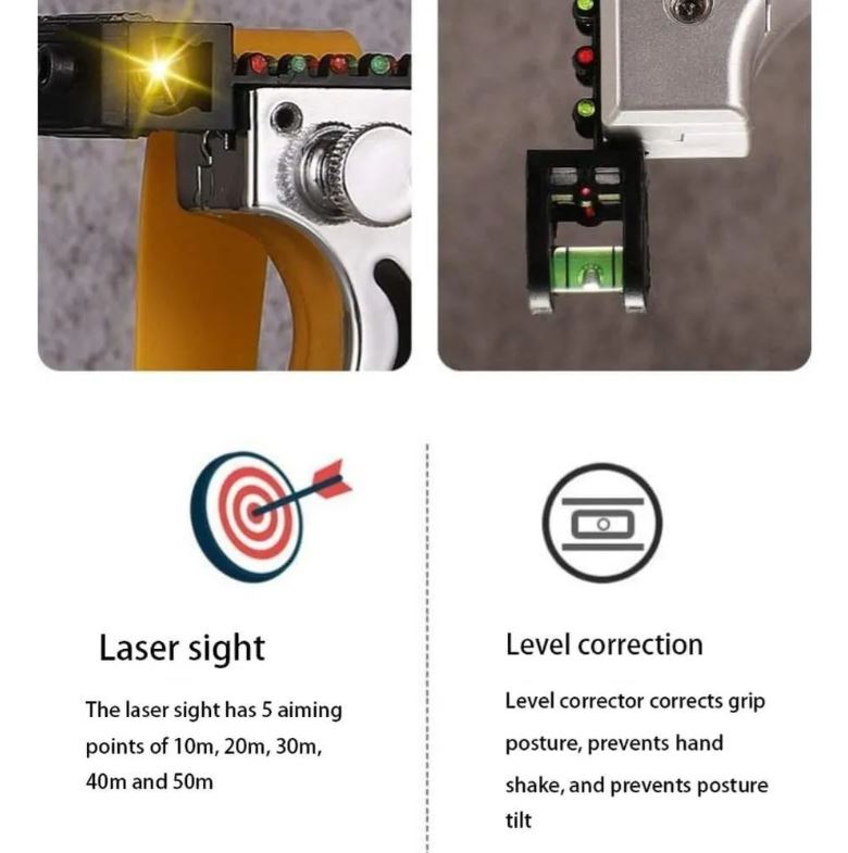 Resortera Profesional con Mira Láser – Precisión y Potencia para Caza y Competencias
