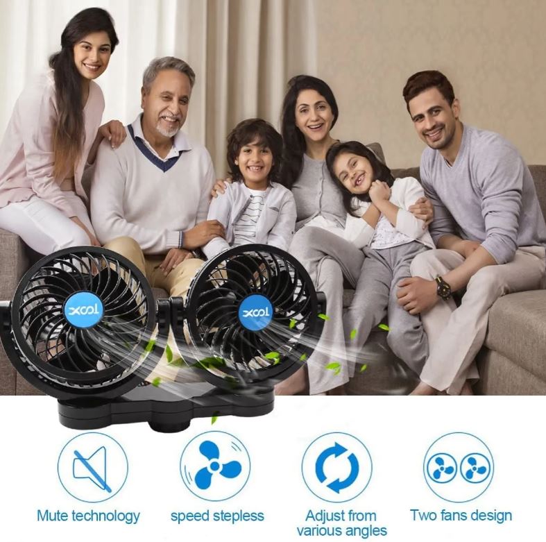 Ventilador de Coche 12V – Enfriamiento Rápido y Bajo Ruido para Pasajeros y Mascotas