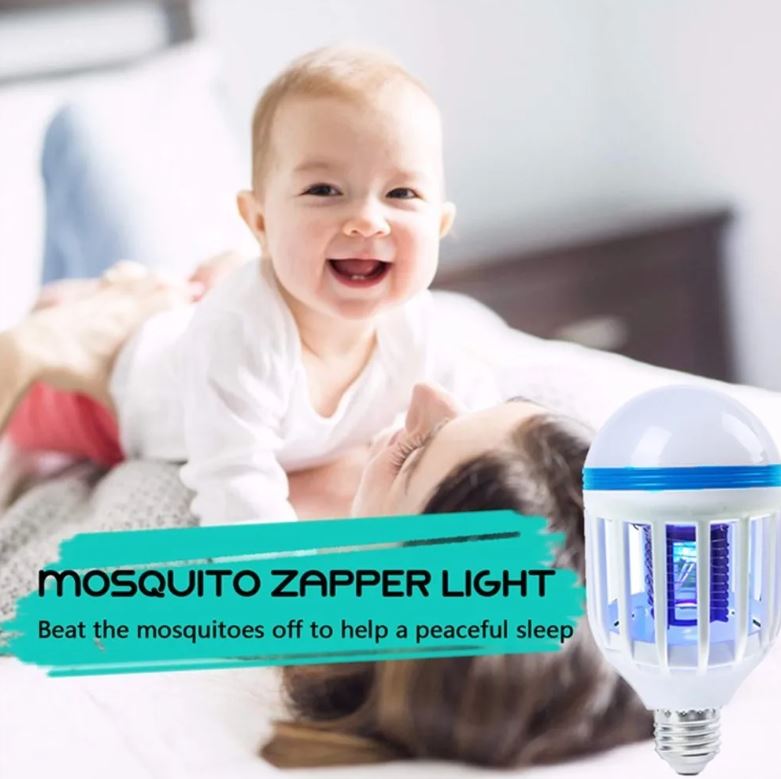 Lámpara Foco LED Antimosquitos 2 en 1 con Luz Ultravioleta y Eléctrica