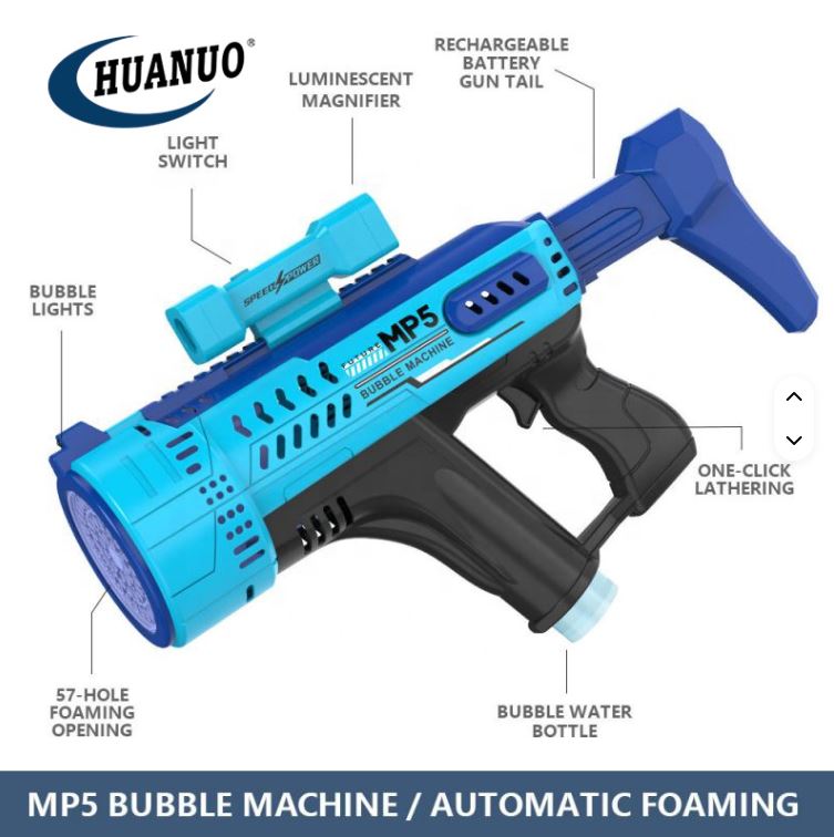Pistola de Burbujas con 57 Agujeros y Luces LED – Divertido y Mágico para Niños