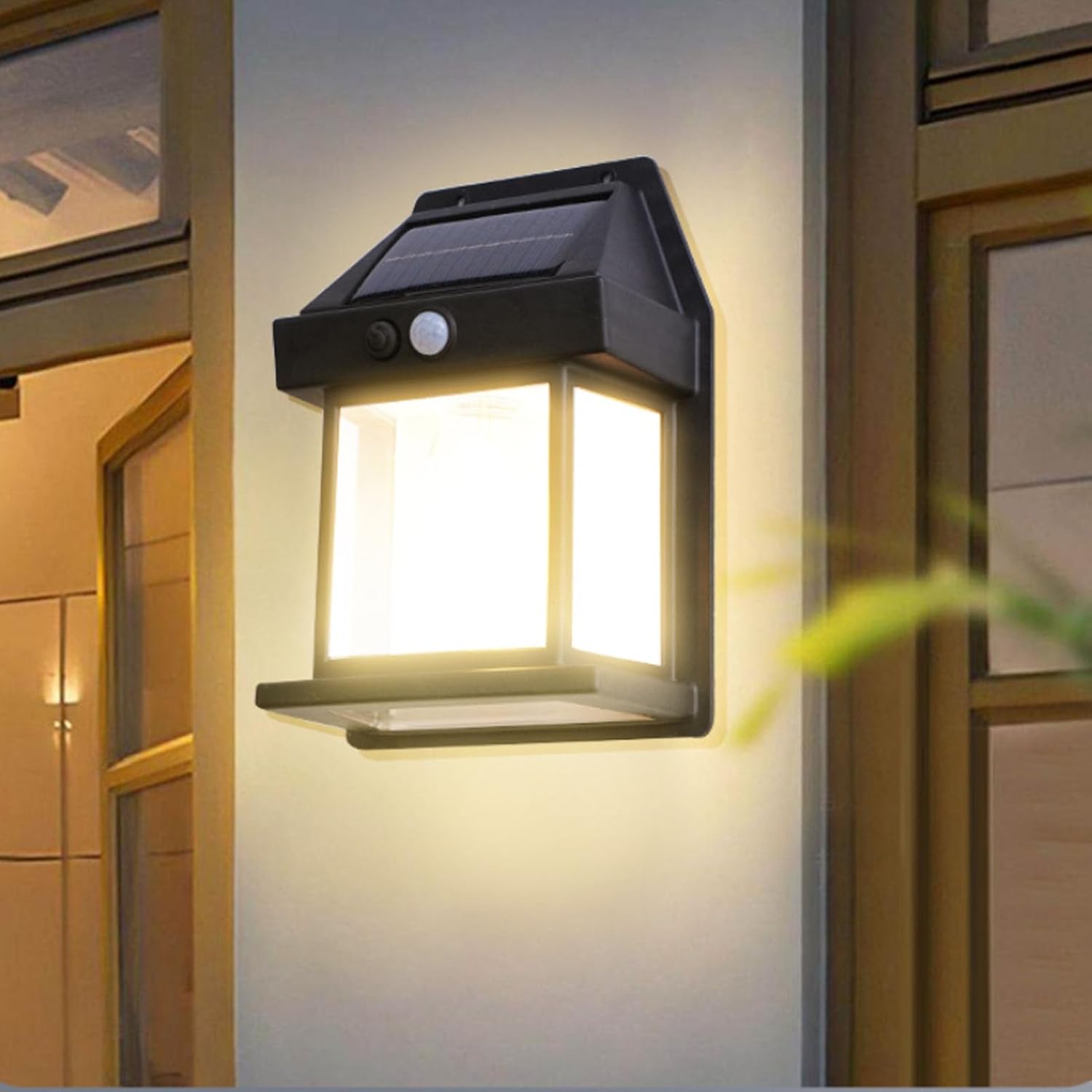 Iluminación solar exterior de pared con sensor de movimiento, gran ahorro.