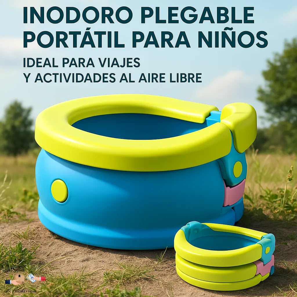 Inodoro plegable portátil para niños, ideal para viajes, coche y aire libre.