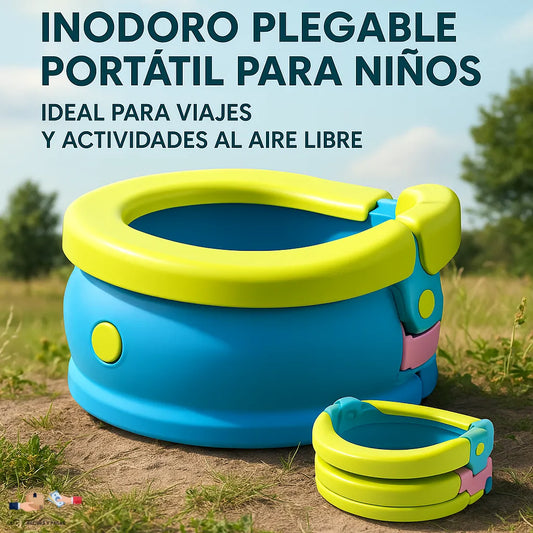 Inodoro plegable portátil para niños, ideal para viajes, coche y aire libre.