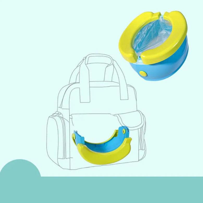 Inodoro portátil para niños, plegable, incluye bolsas desechables.