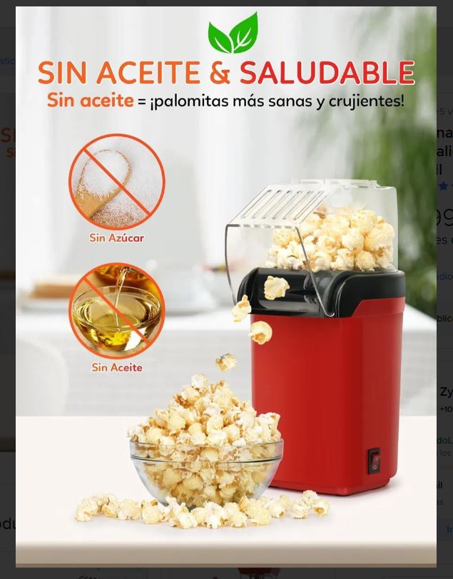 Máquina para Hacer Palomitas Saludables, Rápidas y Sin Mantequilla