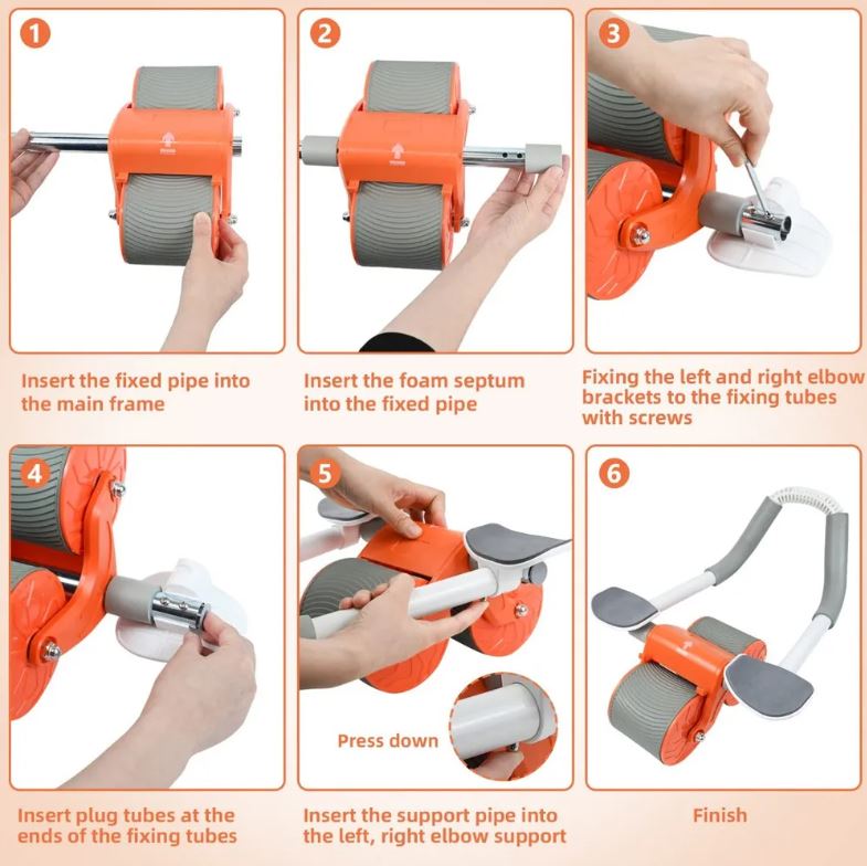 Rodillo Abdominal Doble Rueda con Monitor – Soporte para Celular y Control de Ejercicio