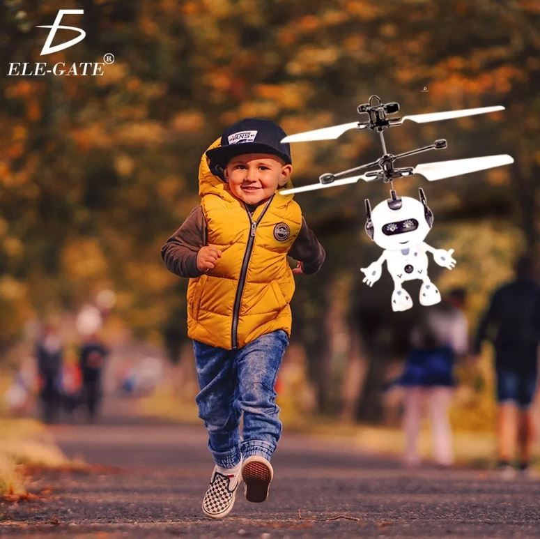 Juguete drone robot volador de inducción, con diseño seguro para niños.