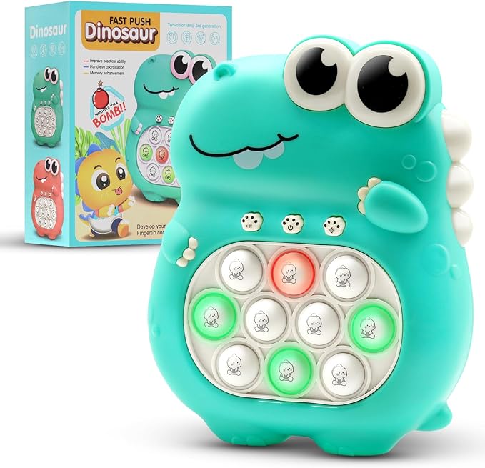 Juguete electrónico de dinosaurio Pop It, alivia el estrés en niños y adultos.