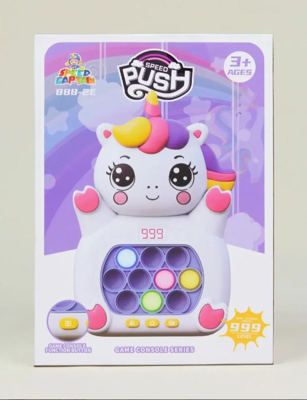 Juguete electrónico de unicornio Pop It, alivia el estrés en niños y adultos.