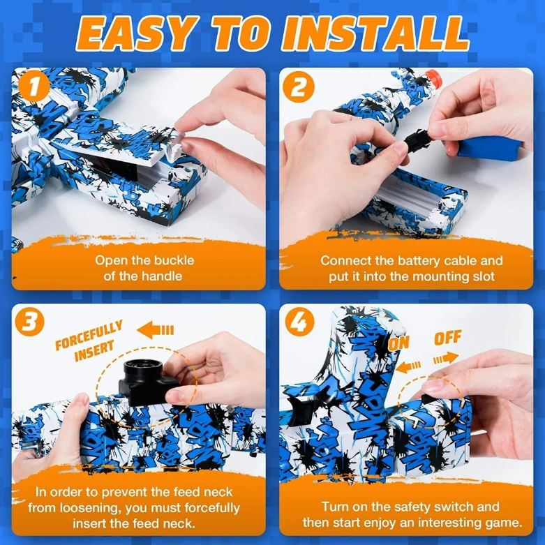 Juguete gel blaster eléctrico, alta velocidad para diversión máxima.