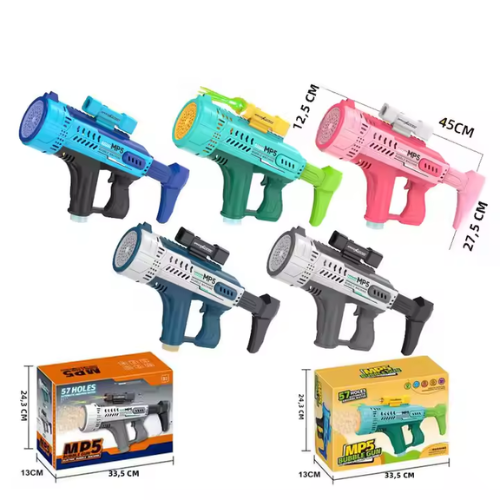Juguete pistola de burbujas 57 agujeros con luces LED, para juego exterior.