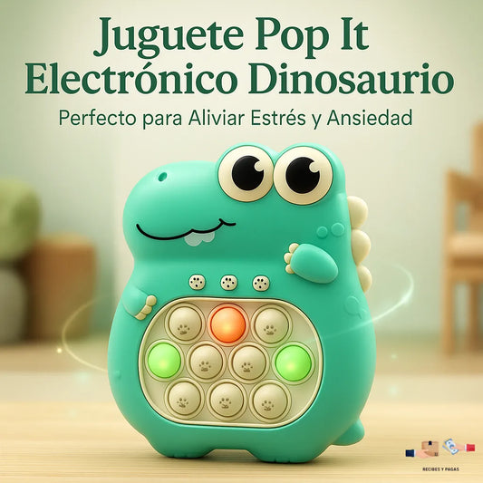 Juguete Pop It electrónico de dinosaurio, alivio de estrés y ansiedad en niños.