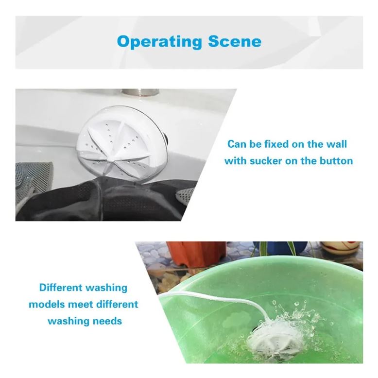 Mini Lavadora Ultrasónica Portátil y Plegable con Carga USB