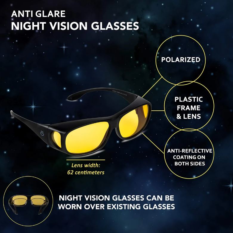 Lentes, Gafas de Visión Nocturna Envolventes – Lentes Polarizadas para Conducir de Noche