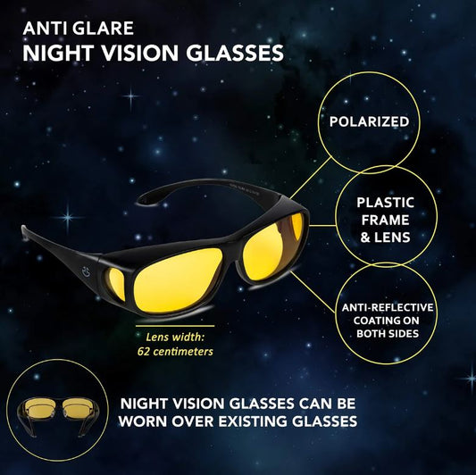 Lentes, Gafas de Visión Nocturna Envolventes – Lentes Polarizadas para Conducir de Noche