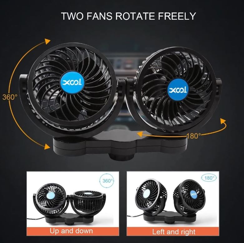 Ventilador de Coche 12V – Enfriamiento Rápido y Bajo Ruido para Pasajeros y Mascotas