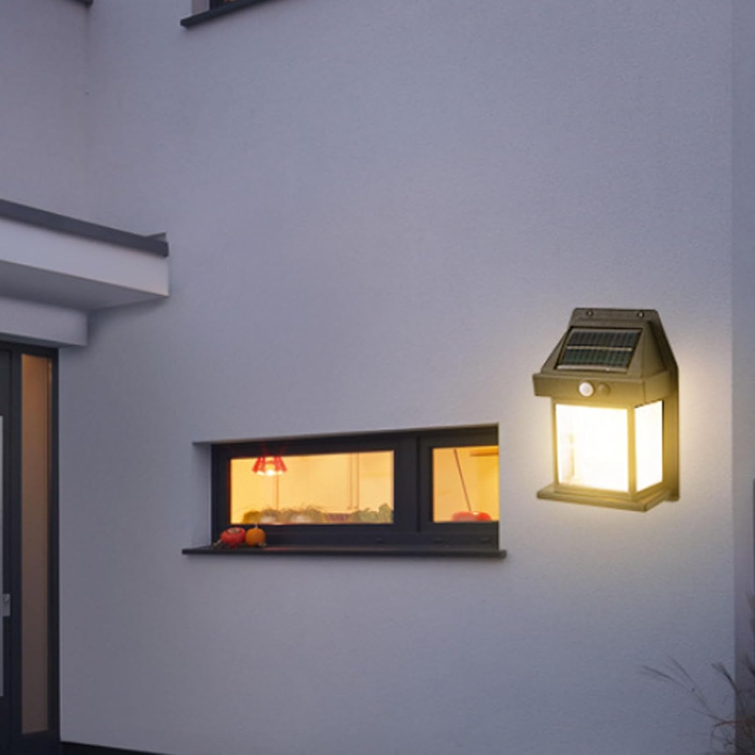 Kit farol solar de pared con sensor de movimiento, recargable.