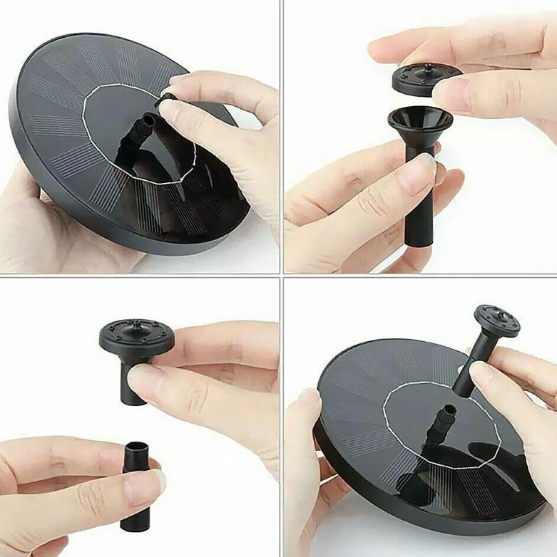 Kit fuente solar para jardín 1.5W, 6 boquillas intercambiables.