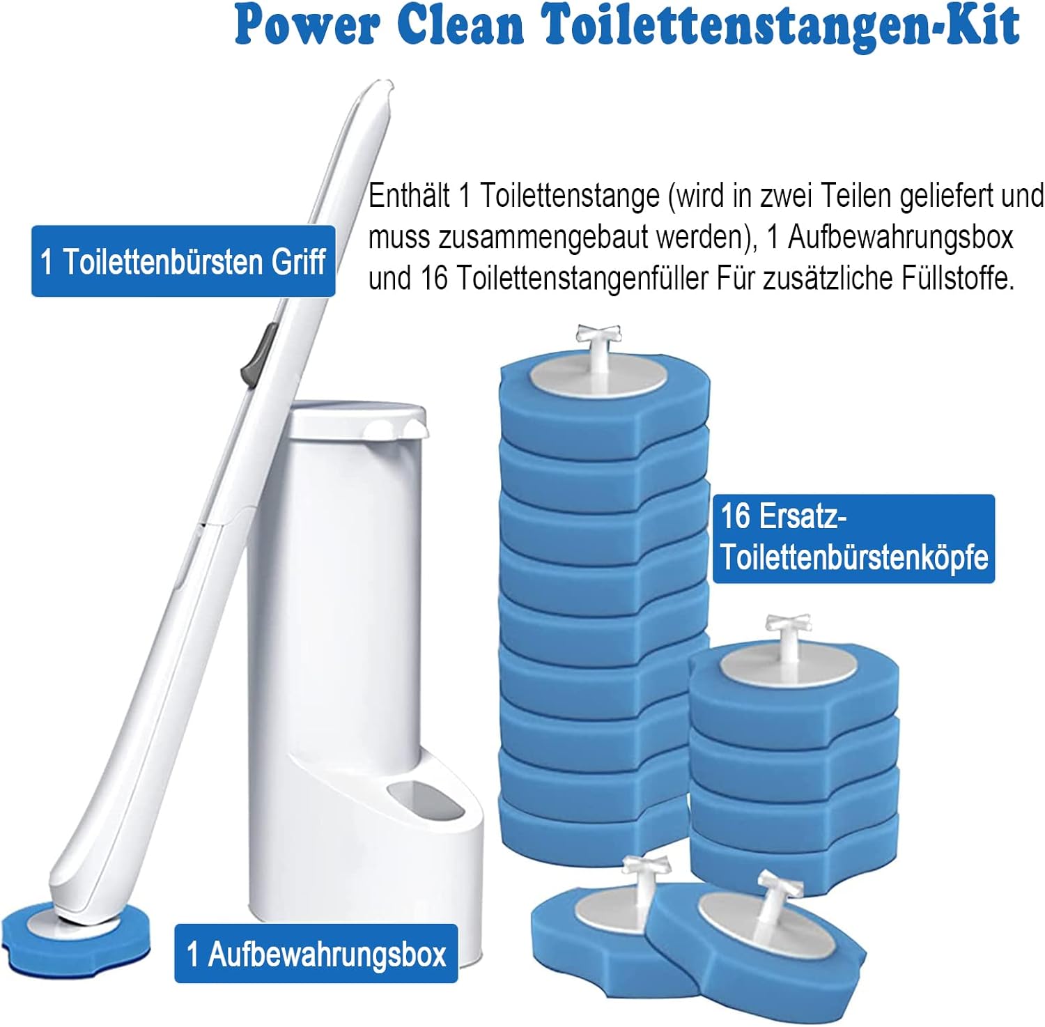 Kit de limpieza de baño, escobilla desechable con detergente integrado.