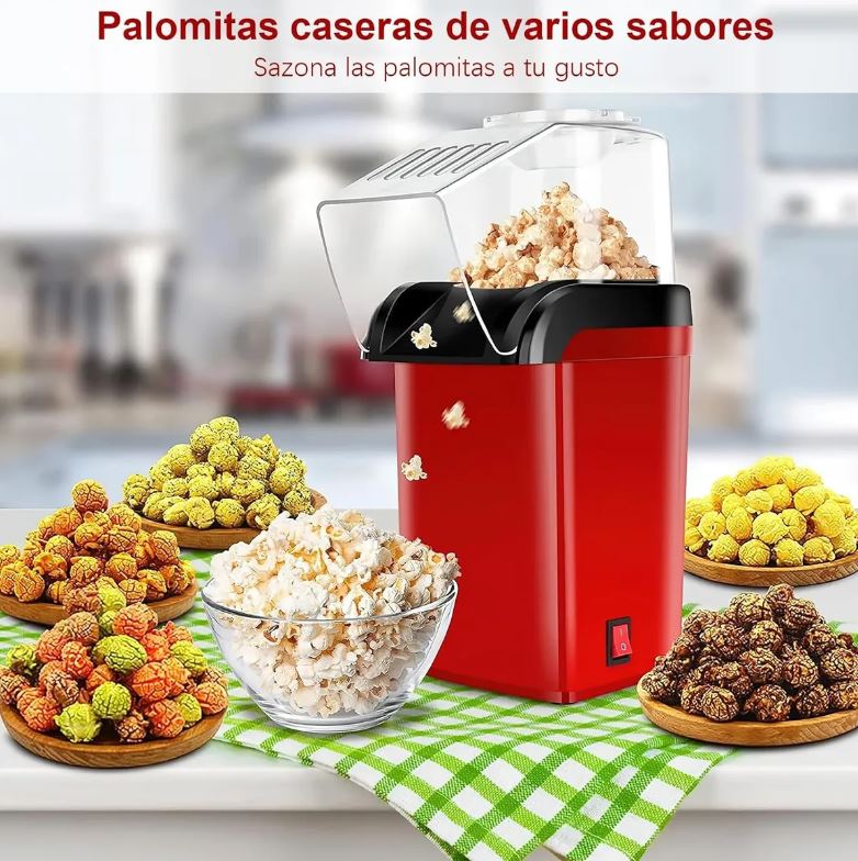 Kit de máquina para palomitas saludable, usa aire caliente, ideal noche de cine.