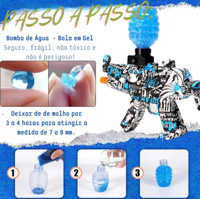 Kit pistola eléctrica de hidrogel, incluye protección de ojos y alta velocidad.