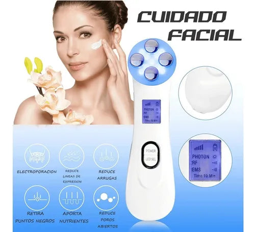 Kit rejuvenecedor facial 5 en 1 con luz LED, para cuidado intensivo de la piel.