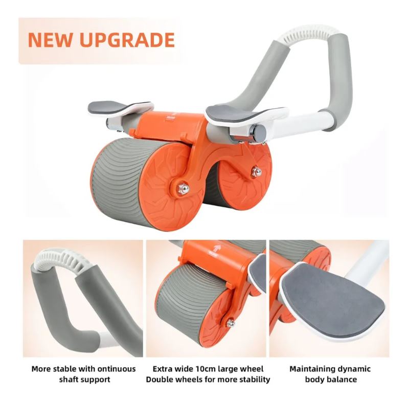 Rodillo Abdominal Doble Rueda con Monitor – Soporte para Celular y Control de Ejercicio