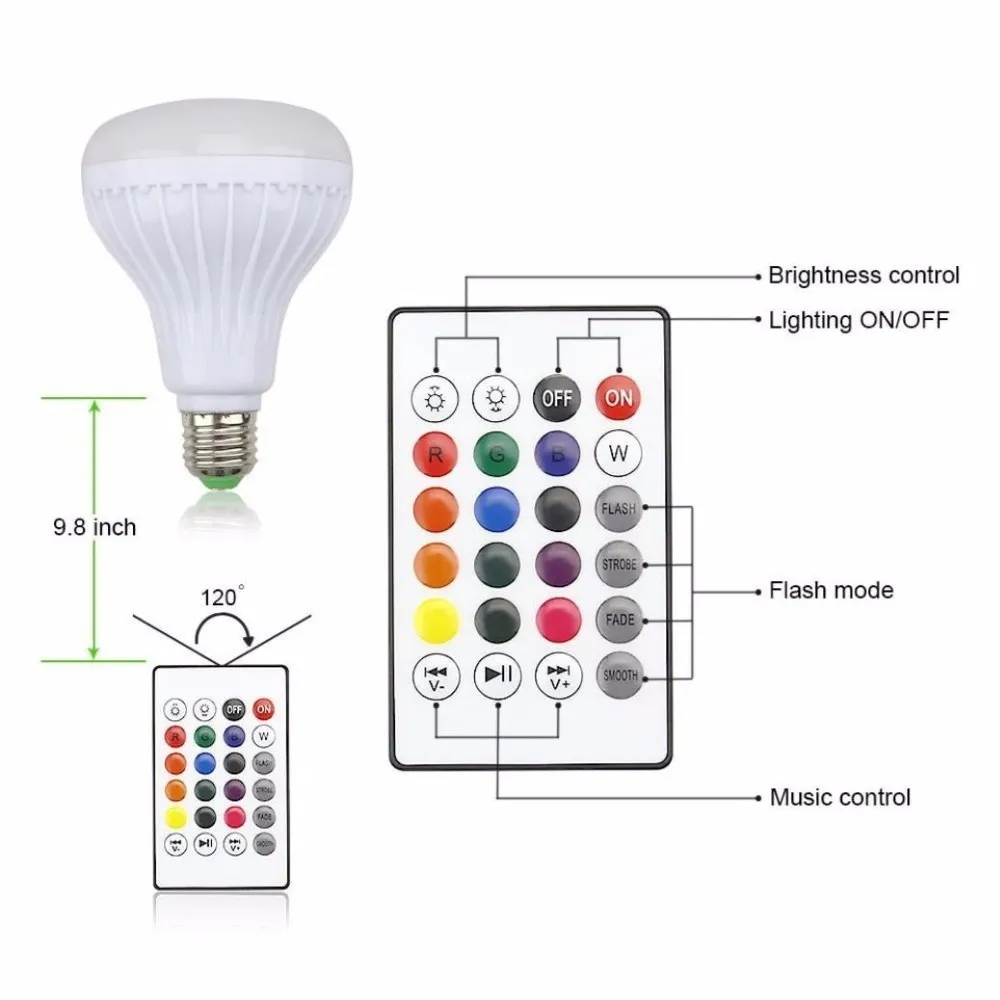 Lámpara LED Bluetooth con colores RGB, bocina integrada para ambientación.