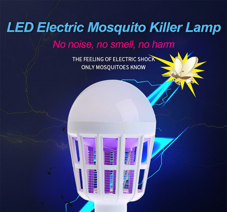 Lámpara eléctrica para mosquitos con luz UV integrada en foco LED para la casa.