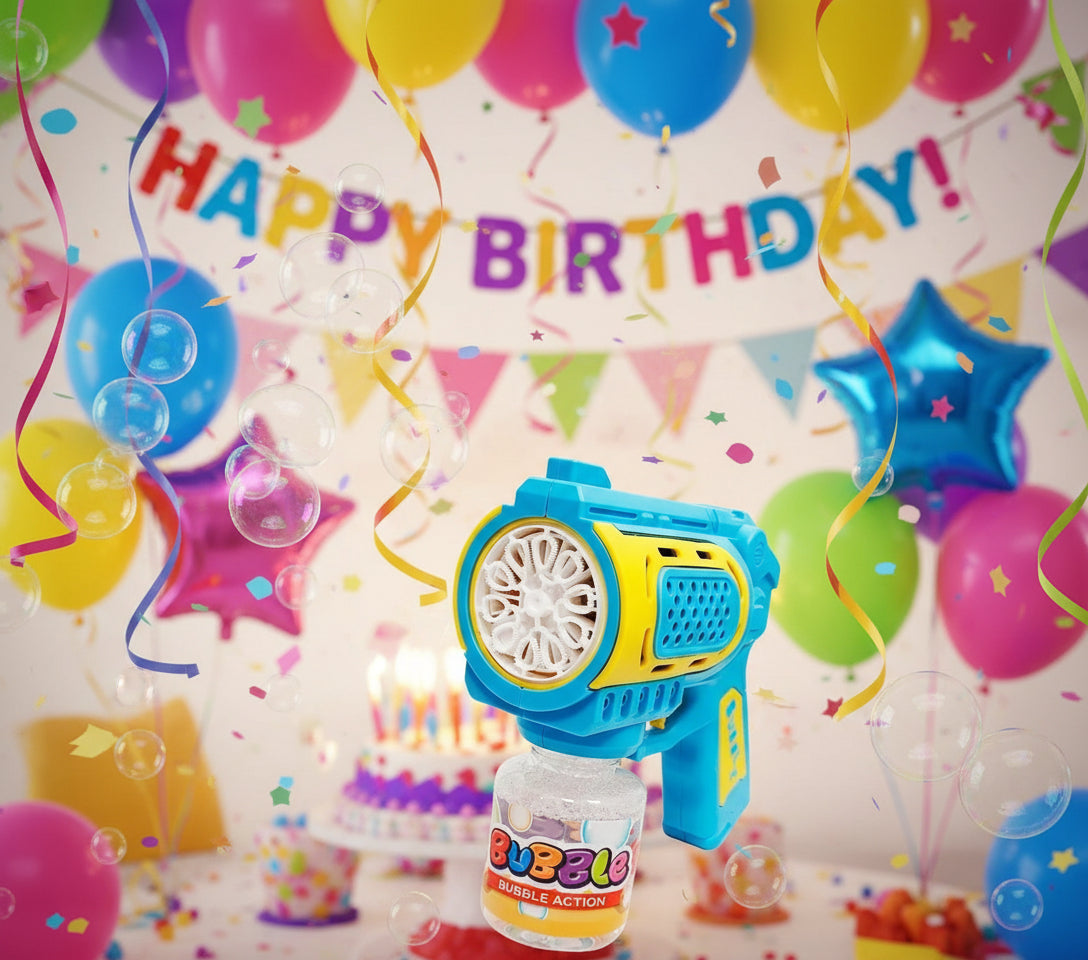 Lanza burbujas automática con luces LED, juguete divertido para niños.