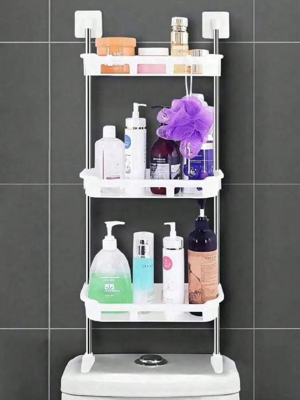 Librero para baño sobre el inodoro, almacenamiento vertical para toallas y accesorios.