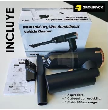 Limpiadora de mano eléctrica inalámbrica para recoger polvo y suciedad del coche.