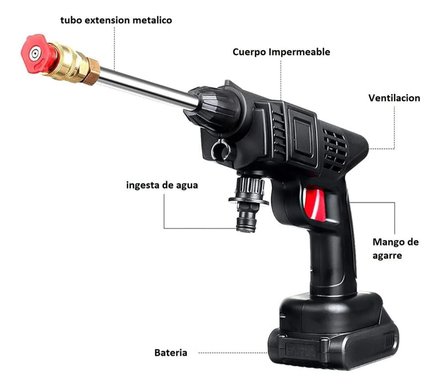 Limpiadora a presión portátil con batería recargable de 48V, ligera y potente.