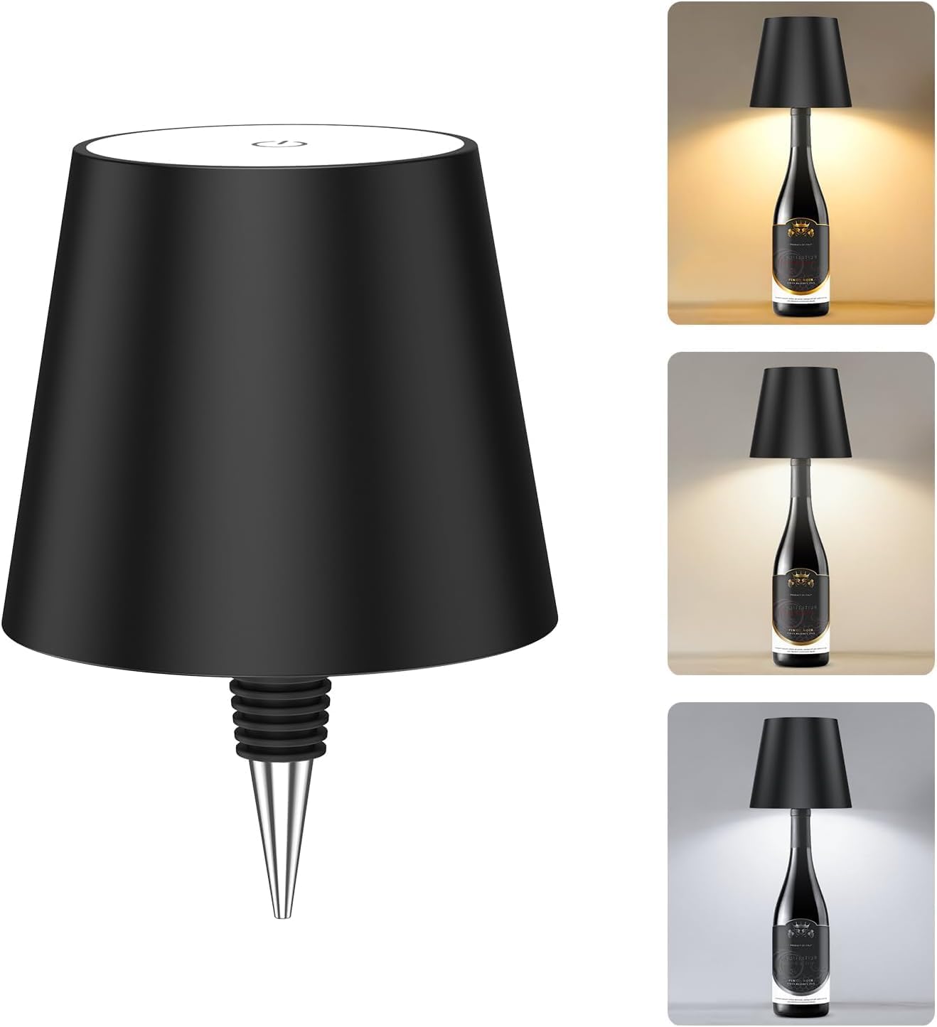 Luz decorativa para botella de vino 360° inalámbrica, para ambiente de cena.