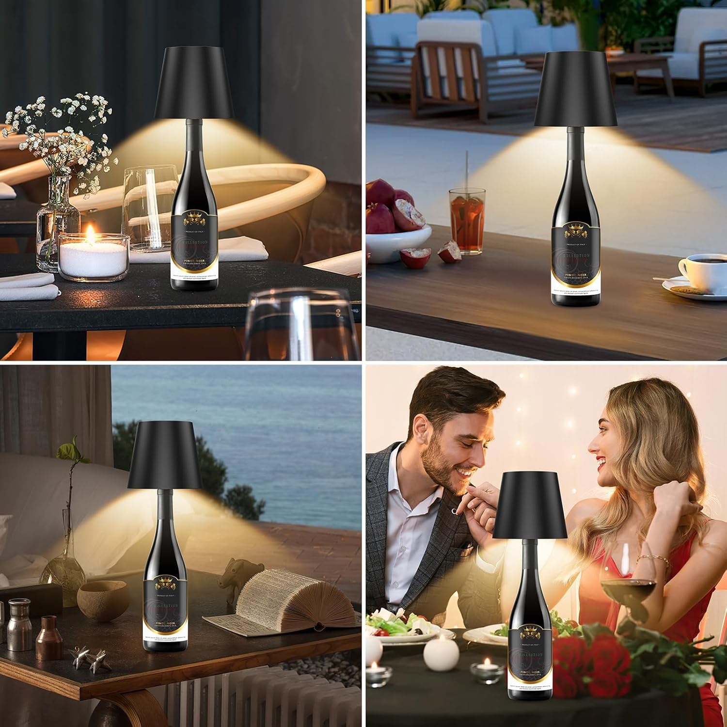 Luz LED regulable para botella de vino inalámbrica 360°, decoración única.